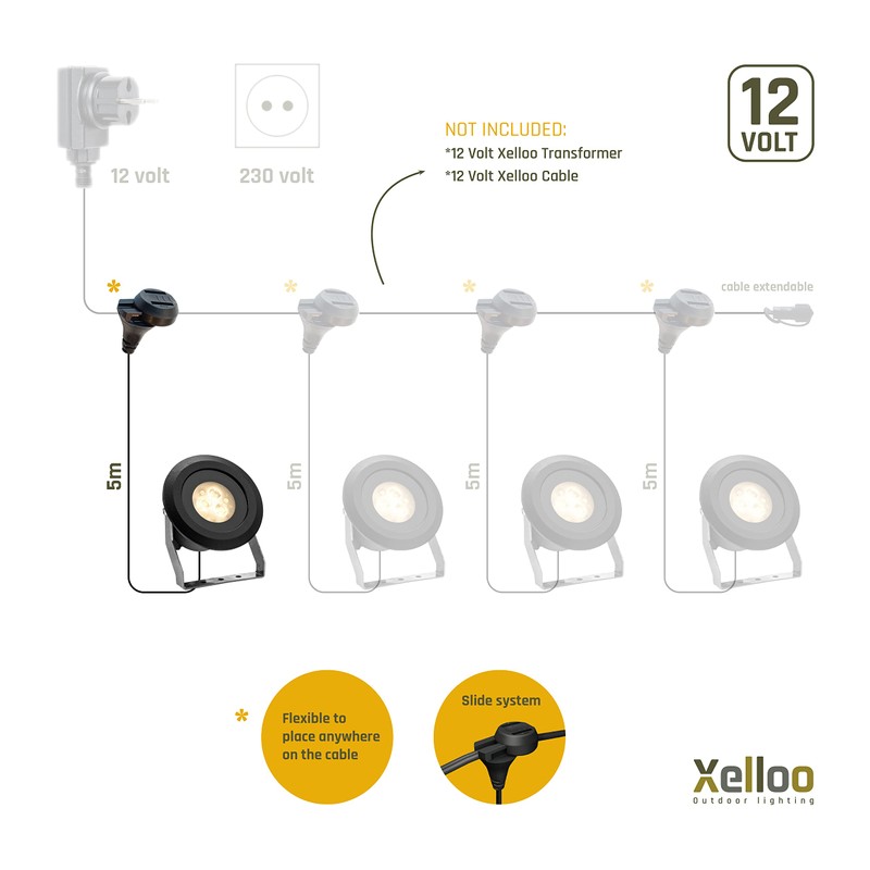Xelloo EZRA Garden Light, 12 Volt, 1 Piece Designer Fitting