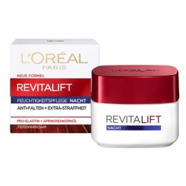 L'Oréal Paris Night Moisturiser for Women: Provides a Firmer Skin Complexion & Reduces Wrinkles & Strengthens the Skin Protection Barrier Overnight with Pro-Elastin & Apricot Kernel Oil, Revitalift, 1