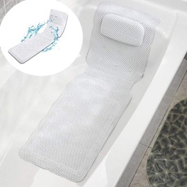 Non-Slip Bath Mat, Massage Bath and Shower Mat, Antibacterial PVC Full Body Spa Mattress Cushion Soft Quilted Bathtub Mat with Breathable