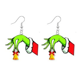 WCRAZYE Christmas Earrings for Women Girls Funny Cute Acrylic Christmas Santa Jingle Bell Bow Tree Dangle Drop Holiday Earrings Xmas Party Favors Decor Accessories (Christmas Bell)