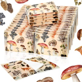 Geyee 50 Packs Facial Tissue Travel Packs Disposable Pocket Tissues for Wedding Guest Travel School Purse Home Supplies, 500 Sheets 3 Ply(Mushroom)