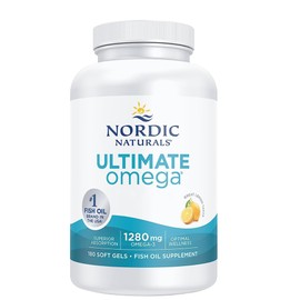 Nordic Naturals, Ultimate Omega-3, 1280mg, with EPA and DHA, High Dose, Lemon Flavour, 180 Softgels, Lab-Tested, Soy Free, Gluten Free, Non GMO