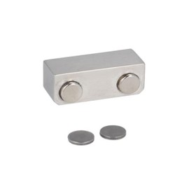 Gedotec Glass Door Magnet for Gluing, 1 Piece Magnetic Catch Double, Rustproof in Brushed Stainless Steel, Includes Magnetic Plate Magnetic Strip for Furniture Cabinet Door or Glass Door, Door Closer