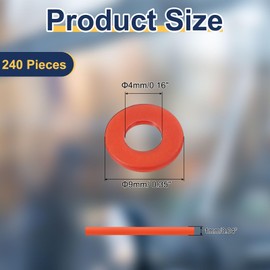 uxcell 240 Pcs Nylon Flat Washers 4mm ID 9mm OD 1mm Thick Plain Washer Grommets Plastic Sheet Gasket Fastener Sealing Spacer Gasket Ring Water Hose Washers, Red