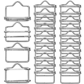 Tandefio 24 Pieces 1.6 Inches Electric Fence Poly Tape Splicer Polytape Buckle Stainless Steel Electric Fence Connectors for Outdoor Electric Fence, Silver