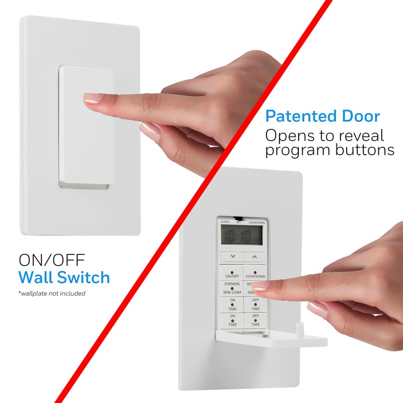 UltraPro 24-Hour Digital In-Wall Timer, Easy-to-Program, Presets, Countdown, ON/OFF Override