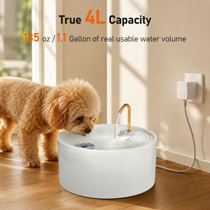 DOOOB Ceramic Dog Water Fountain, 4L/135oz Ceramic Cat Water Fountain