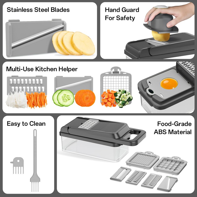 HomeHacks Vegetable Chopper Vegetable Cutter, 12 in 1 Kitchen Gadget,