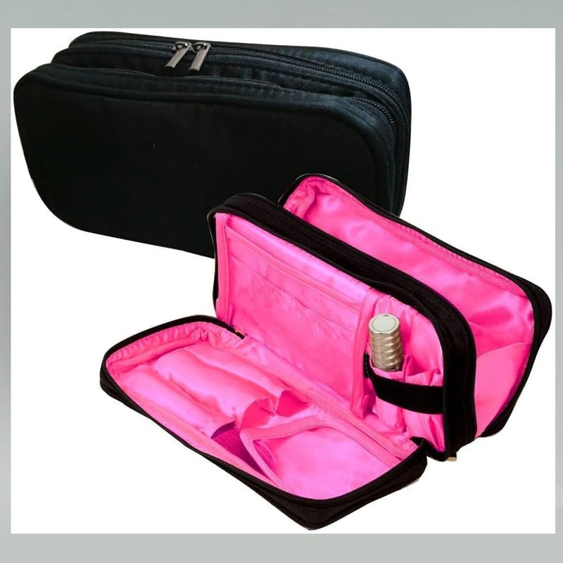 Ginhkok Makeup Pouch, Large Capacity, Dividers, Small Items, Pouch, Cosmetic