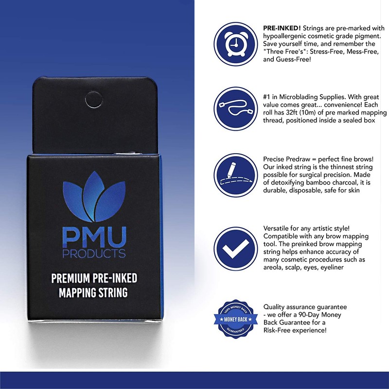 PMU Products THE ORIGINAL Pre-Inked Microblading String for Brow Mapping