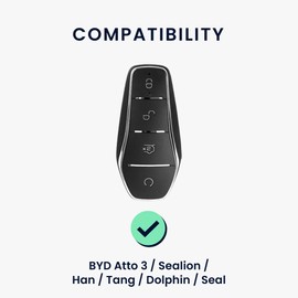 kwmobile Premium Leather Car Key Protective Case Compatible with BYD Atto 3 / Sealion/Han/Tang/Dolphin/Seal Case - Key Bag - Dusky Pink