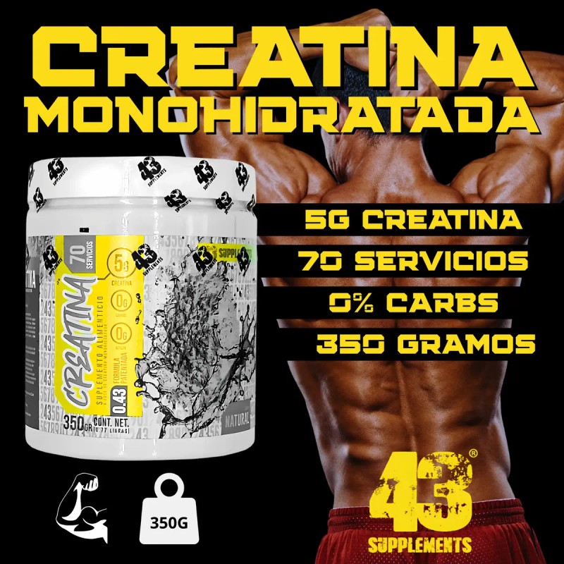 Creatina Monohidratada 350g 70 Servicios Sin Sabor 43 Suppl.