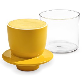 FrutPunch Butter Crock, French Butter Dish,Butter Crock with Visible Water Line, Glass Butter Keeper with Ceramic Lid for Spreading Butter, Mother's Day Butter Dish Gift (Yellow)