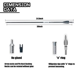 BOWSOUL 31Inch Carbon Arrows for Target Practice Hunting Arrow with Removable Tips for Compound & Recurve Bow(Pack of 12) (Black White)