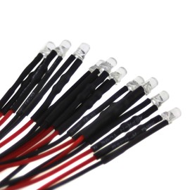 10 x 3 mm LED, 12 V, red, with 20 cm connection cable and integrated series resistor
