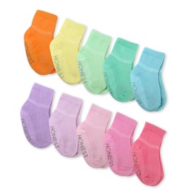 HonestBaby Multipack Cozy Socks Sustainably Made for Infant, Newborn Baby, Toddler, Kids Boys, Girls, 10-Pack Rainbow Pinks, 2T-3T