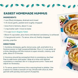 Soom Foods Organic Tahini 11oz (1 Pack) | Roasted & Ground Sesame Seed Paste | Creamy Tahini for Dubai Chocolate, Hummus, Sauces | Vegan, Nut-Free, Gluten-Free, Kosher, Keto, Paleo, Whole30