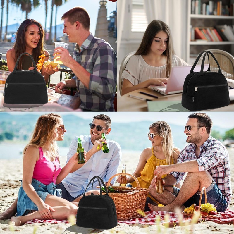 FlowFly Lunch Bag for Women Insulated Lunch Box Corduroy Lunch