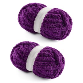 2 Pack Chunky Yarn for Hand Knitting - Chunky Chenille Blanket Yarn for Crocheting and Crochet with Jumbo Fluffy Super Bulky 28.4 yds 7.7 oz Each Skein (Violet)