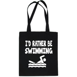 Print4U I'd Rather Be Swimming Swimmer Shopping Tote Bag Ladies Gift Black