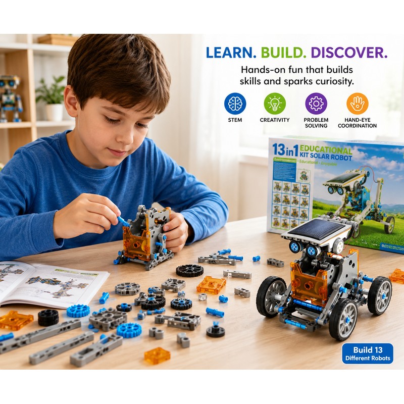 Solar Robot Kit for Kids – DIY STEM Building Toy