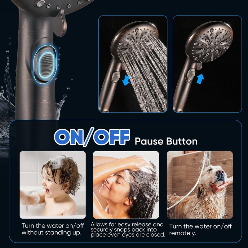 Cobbe ORB High Pressure Shower Head with Built-in Pause Button