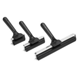 PATIKIL 2.4" 6" 8" Rubber Roller Brayer Set, Anti Skid Hard Rubber Roller Tools for Wallpaper Art Craft Printing Printmaking Ink Stamping Tape Construction