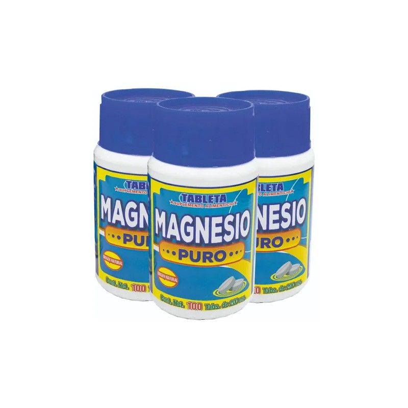 Kit 3 Suplemento Alimenticio Magnesio Puro Pure Magnesium Supplement, 100