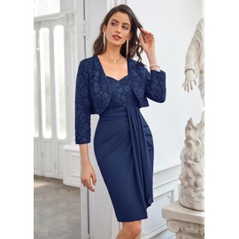 GRACE KARIN Women Vintage Sequined Bolero for Wedding Guest Batwing Wrap Shrug Navy Blue Sequin L