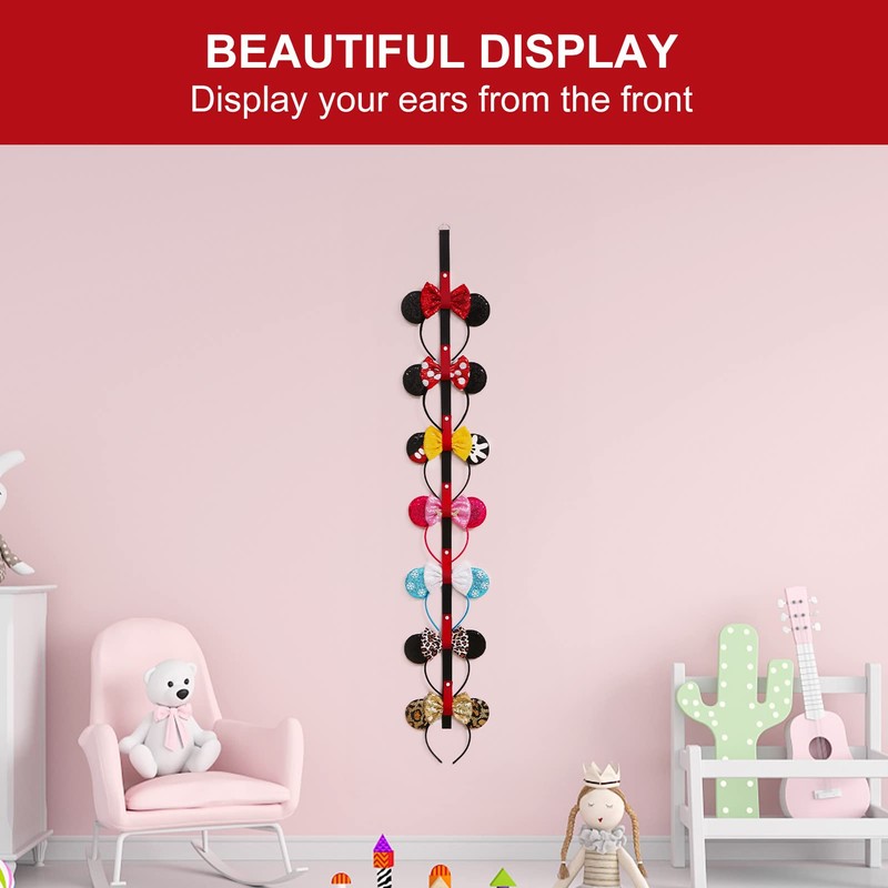 Nuolich 2Pcs Mouse Ears Headband Holder Hanging Wall Display Decor