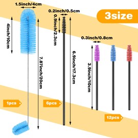 Perthlin Hummingbird Feeder Cleaning Brush 19 Pieces 3 Size Mini Nylon Brush Set Double Headed Hummingbird Brush Clean Hard to Reach Places Tiny Cleaning Brush Kit 2 in 1 Hummingbird Brush(Blue)