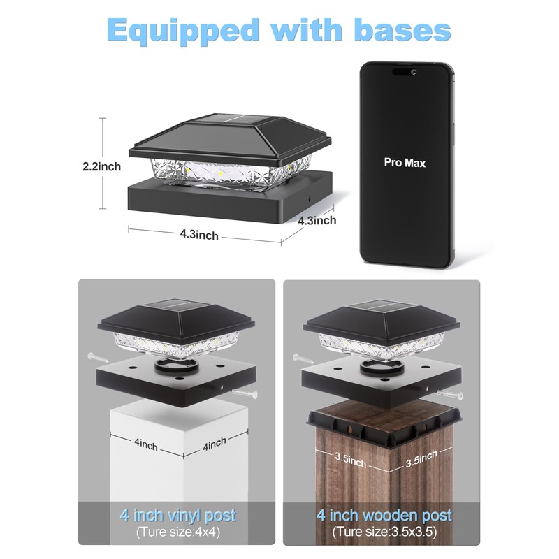 VOLISUN 4x4 Solar Fence - Post Cap Lights 12pack Outdoor