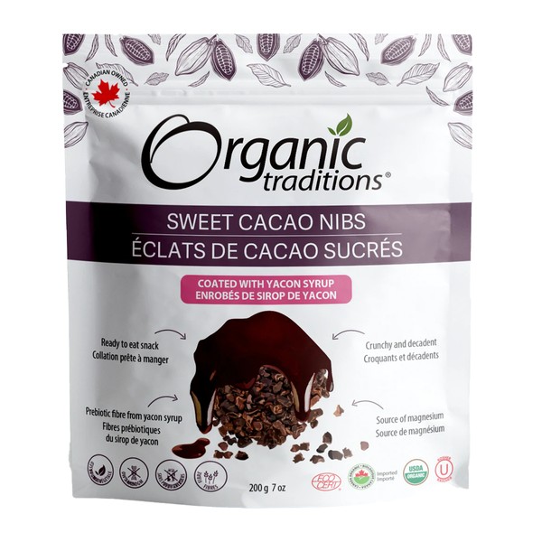 Organic Traditions Organic Sweet Cacao Nibs Coated with Yacon Syrup 200g