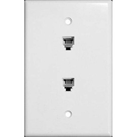 Morris 86021 Double RJ11 6 Conductor Phone Jack Wall Plate, White