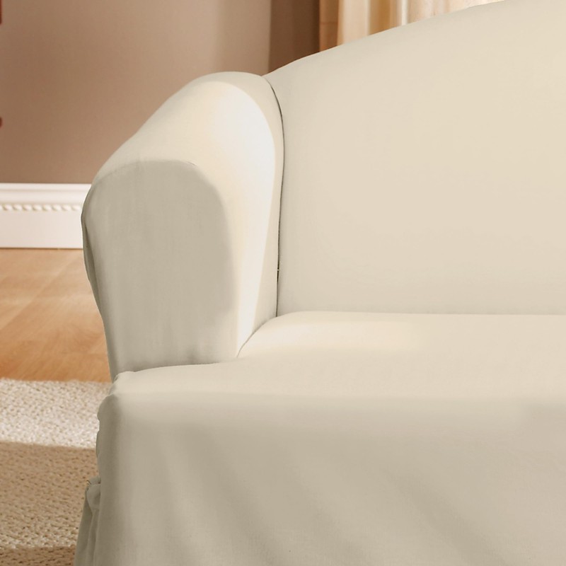 SureFit Home Décor Cotton Duck Solid T-Cushion Loveseat One Piece