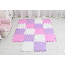 meiqicool meiqicool Foam Play mat playmat Foam Play Tiles Interlocking Play mat Baby Play mats for Kids Floor mats for Children Foam Jigsaw mat Baby Puzzle mat 18 Pieces Rug Crawl White-Pink-Red ACI