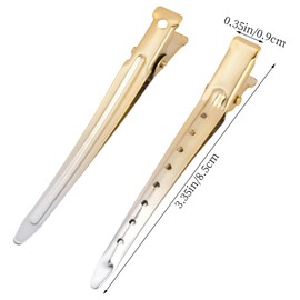 24 Packs Duck Bill Clips, Bantoye 3.35 Inches Rustproof Metal Alligator Curl Clips with Holes for Hair Styling, Hair Coloring, Matte Gradient Gold