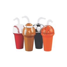 Baseball, Football, Soccer, and Basketball Sports Ball Cup Assortment - 12 Pieces