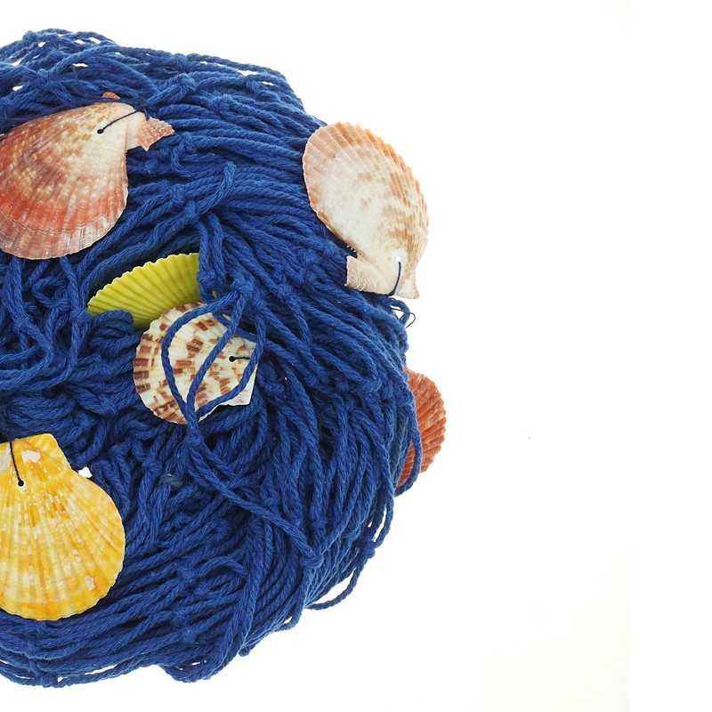 Bilipala Mediterranean Fishing Net Decoration, Fish Netting with Seashell Decor,