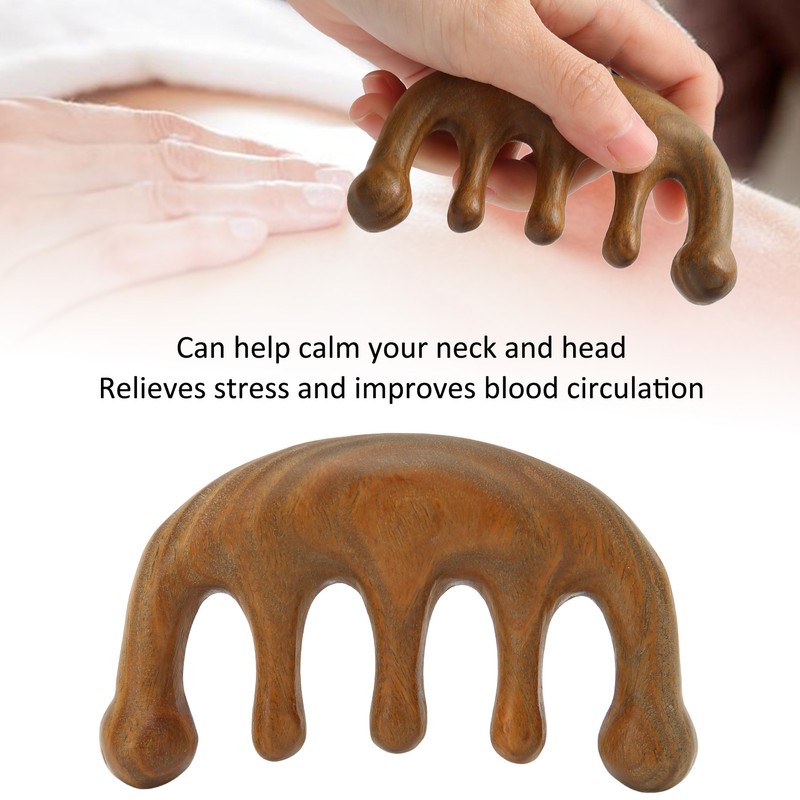 Wood Massage Comb Sandalwood Scraping Scalp Massage Comb for Head