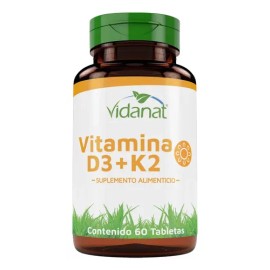 Vidanat Vitamina D3  K2 Vidanat 60 Tabletas Suplemento Sin Sabor                                                                                      