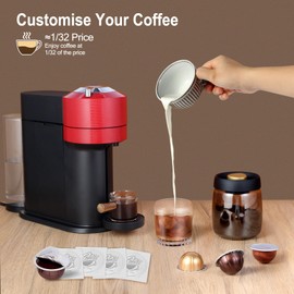 Foboull Aluminum Foils Lids for Reusable Nespresso Pods Vertuo,Foil Lids Seals for Refillable Vertuoline Capsules Coffee Pods, With Nespresso VertuoLine Capsules/Machine(100 pcs)