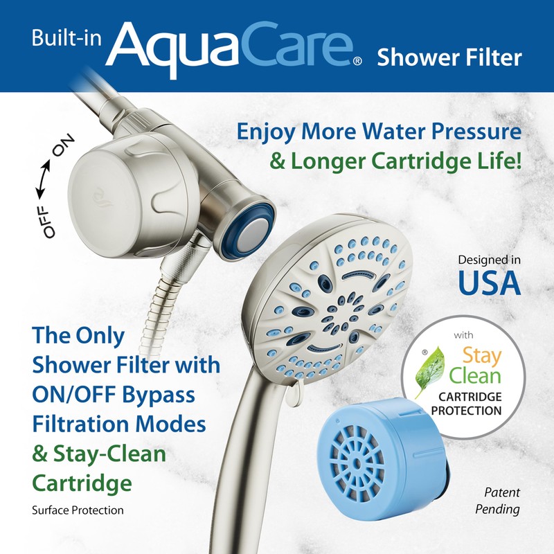 AquaCare Magneton 8-setting Magnetic Docking Hand Shower with Built-in Shower