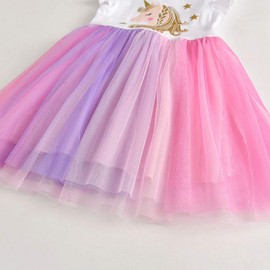 DXTON Baby Girl Summer Short Sleeve Cotton Tutu Party Dresses SH4992-12T