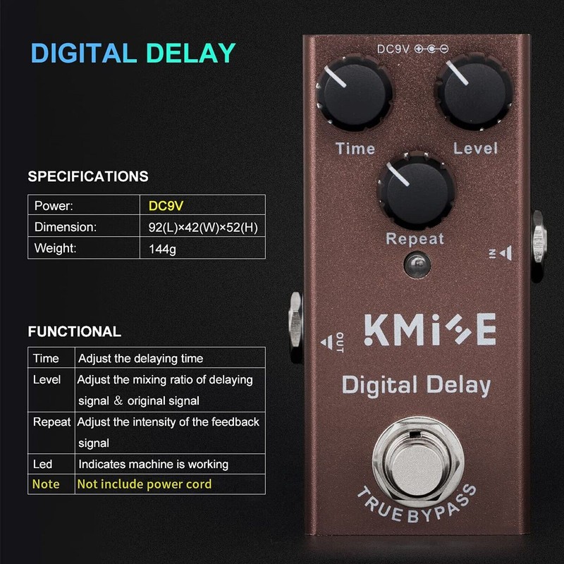 lotmusic Kmise Digital Delay Electric Guitar Effects Pedal Mini Single