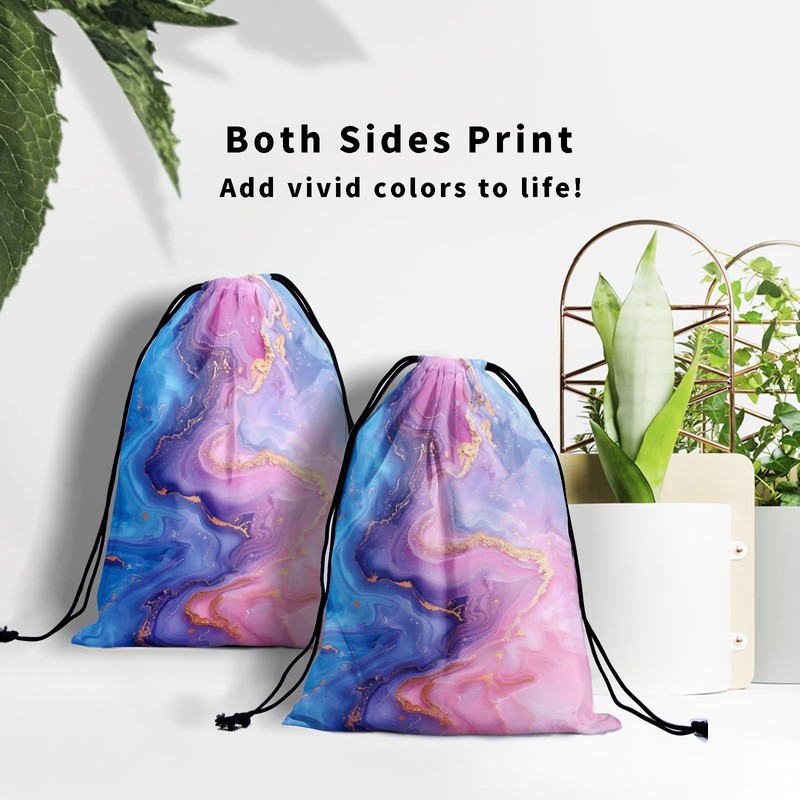 Marble Printed Gymnastics Grip Bag Golden Foil Drawstring Bag Blue