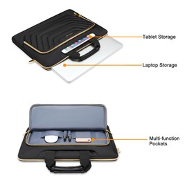 MOSISO Laptop Shoulder Bag,15-15.6 inch Computer Bag Compatible with MacBook Pro 16, HP, Dell, Lenovo, Asus Notebook,Messenger Bag with Front Inverted Trapezoid Quilted Pocket & Belt, Black