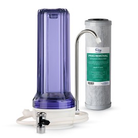 iSpring CKC1C-PF 2.5" x 10" Countertop Water Filter, SGS Tested Filter, Reduces PFAS, Chlorine, Odors - Easy Installation, Fits Most Faucets, Up to 12 Months, Clear (1 Filter Included)