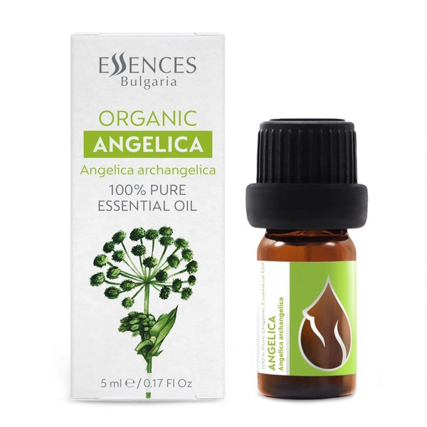 Essences Bulgaria Organic Angelica Essential Oil 1/6 Fl Oz | 5ml | Angelica archangelica | 100% Pure and Natural | Undiluted | Therapeutic Grade | Family Owned Farm | Steam-Distilled | Non-GMO | Vegan