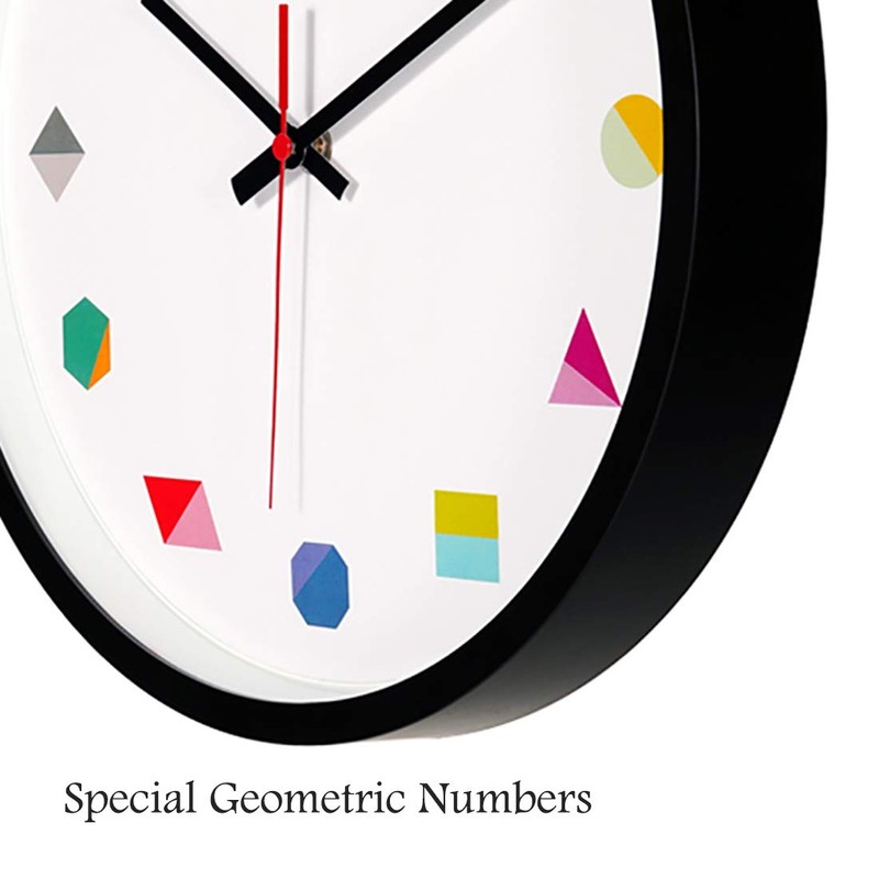 Topkey Wall Clock 12 Inch Silent Non Ticking Geometric Numbers